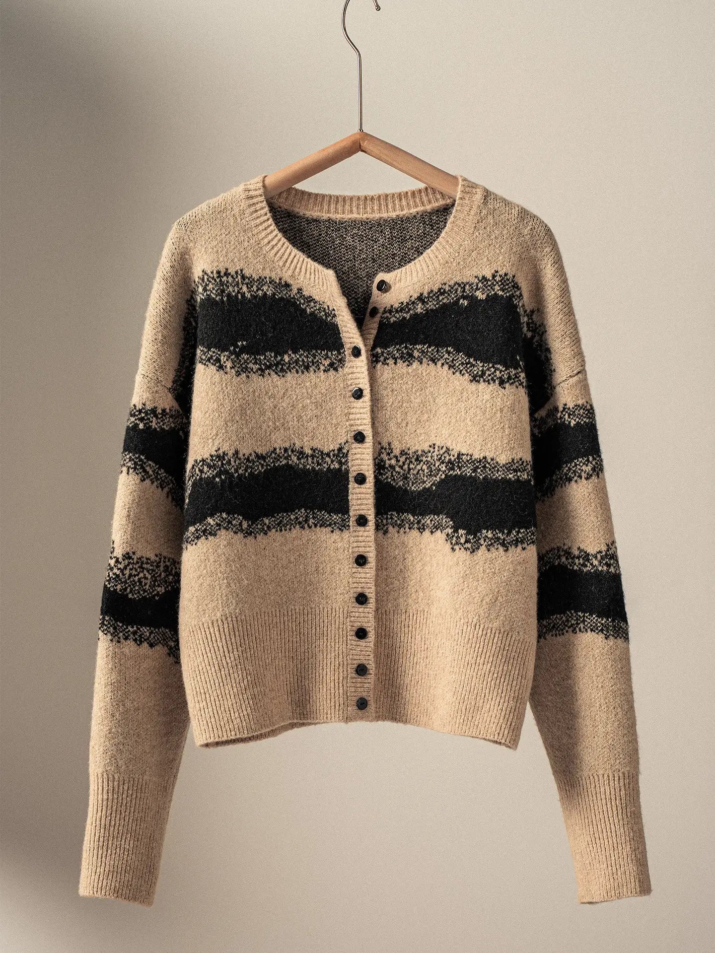 Western Stripe Button-Up Knit Cardigan