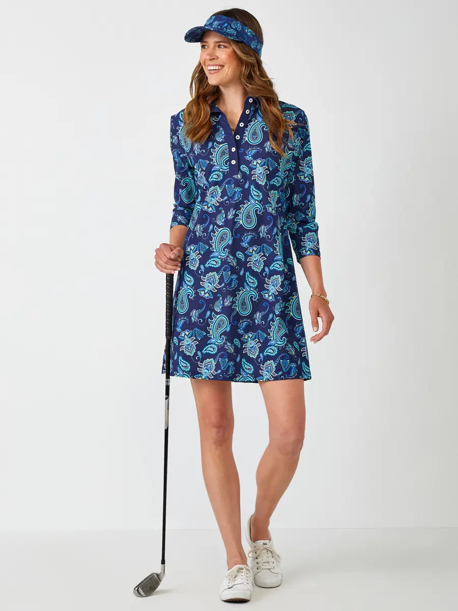 A-Line Blue Paisley Print Dress