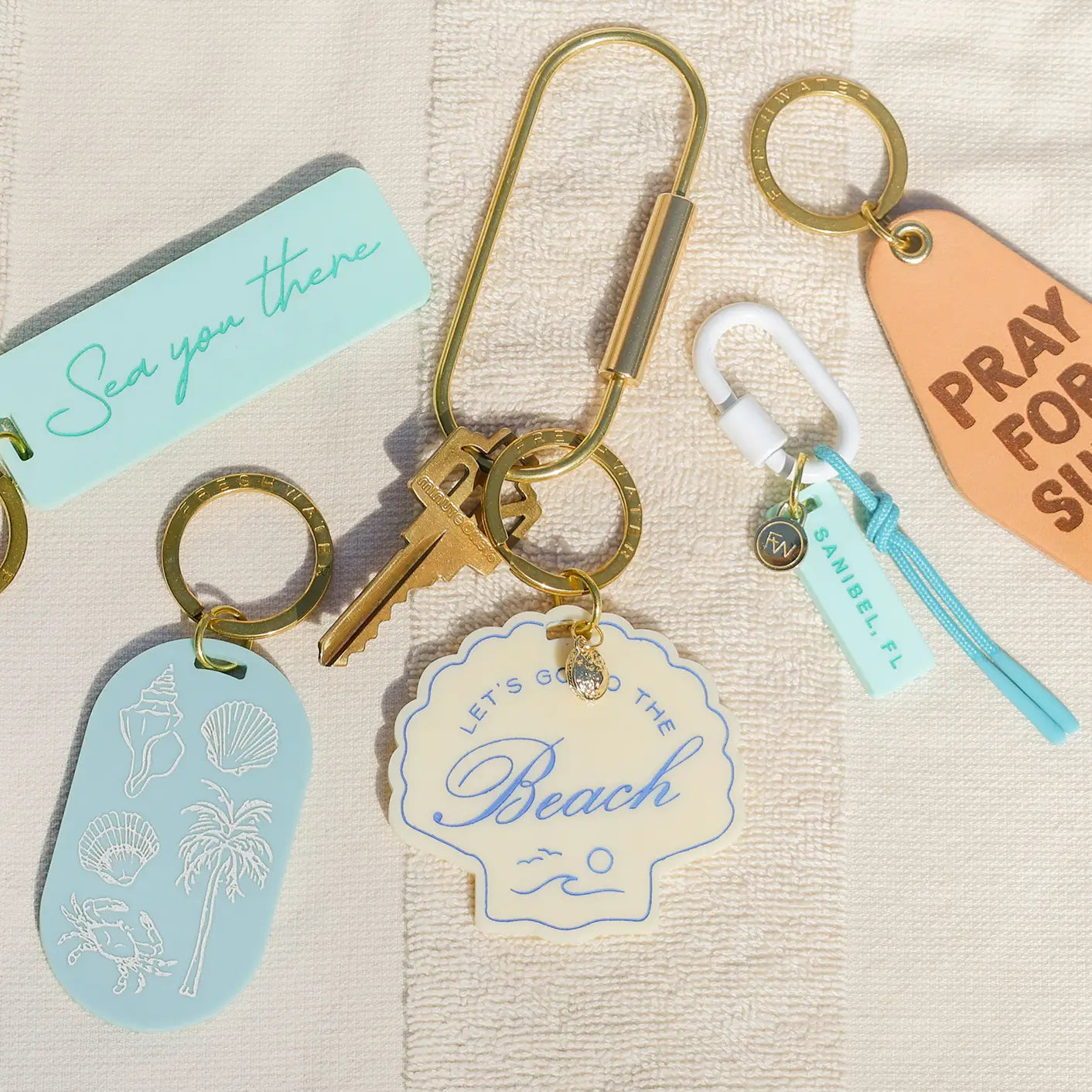 Beach Seashell Charm Keychain