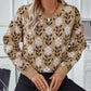 Floral Jacquard Pullover Long-Sleeved Sweater