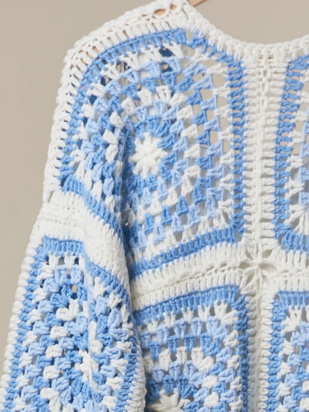 Hand Made Crochet Square Pattern Cardigan
