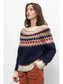 Fair Isle Crewneck Sweater- Navy