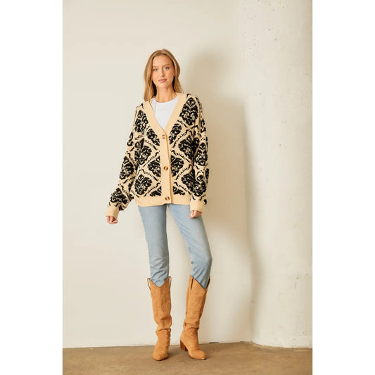 Jacquard Sweater Cardigan