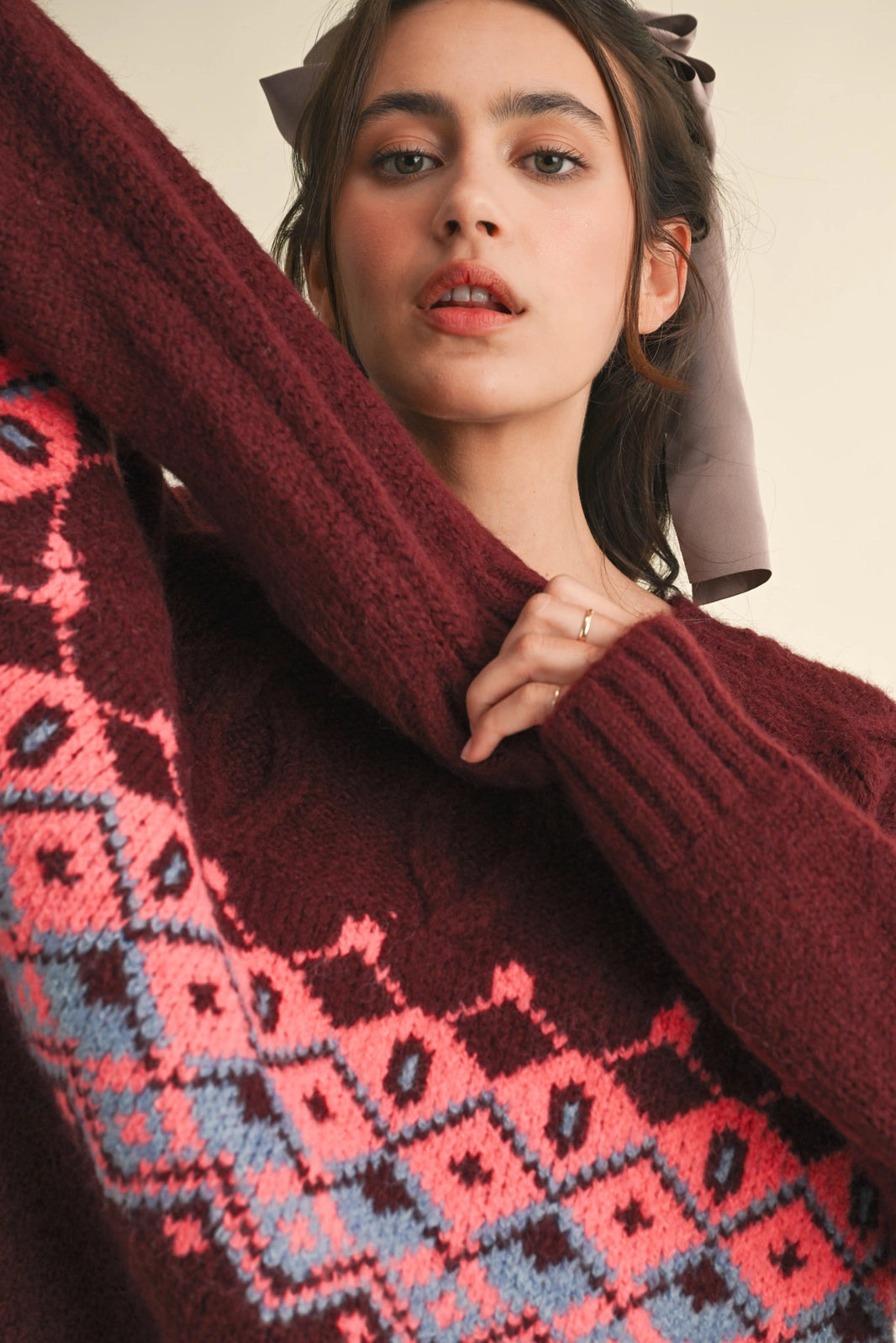 Cable Knit Fair Isle Sweater