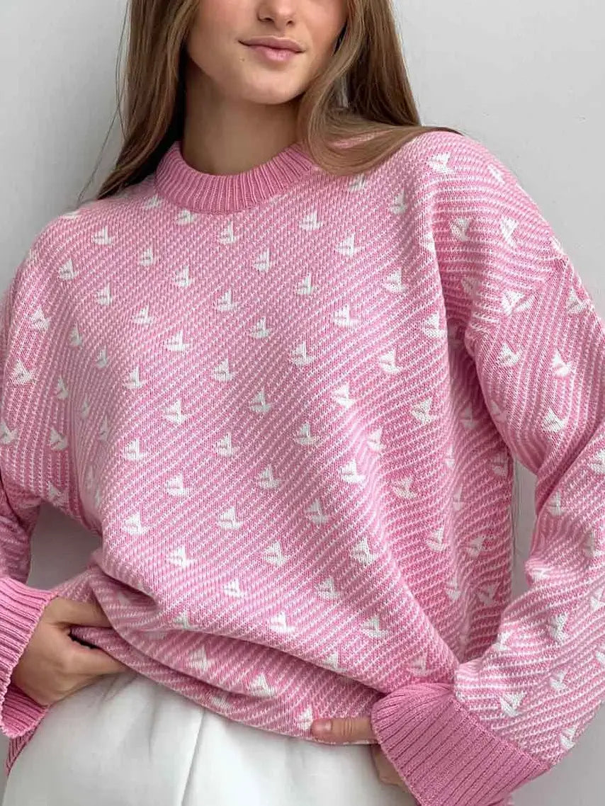 Crewneck Sailboat Print Sweater