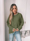 Solid Color Versatile Split-End Pullover Sweater