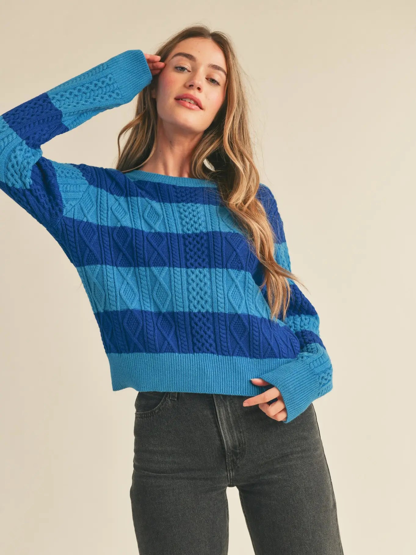 Striped Cable Knit Sweater