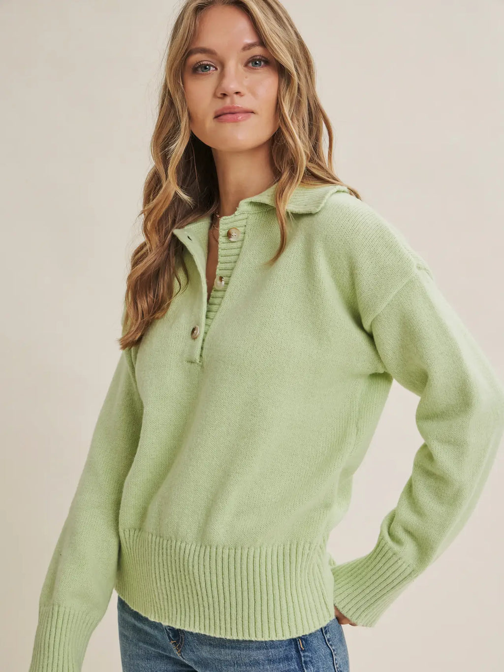 Morning Light Soft Pastel Polo Sweater Top