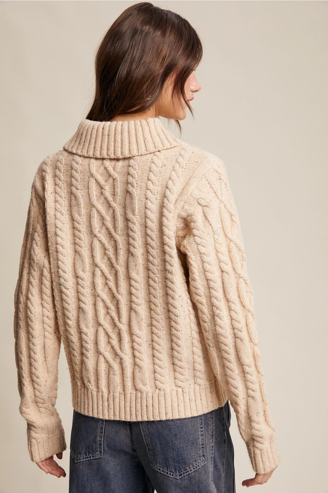 Collard Cable Knit Sweater