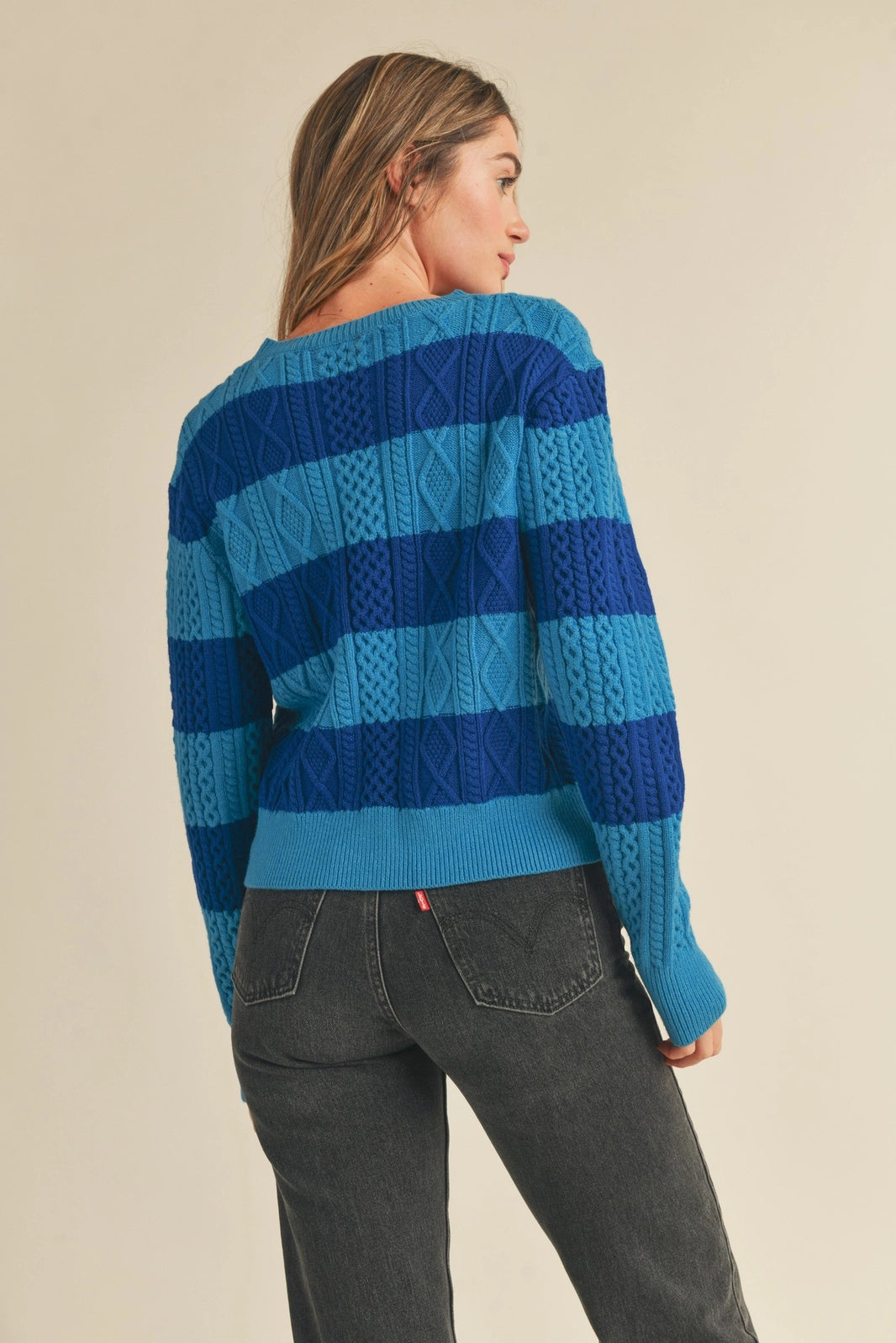 Striped Cable Knit Sweater