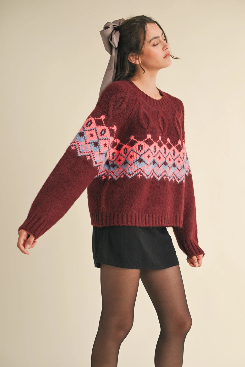Cable Knit Fair Isle Sweater
