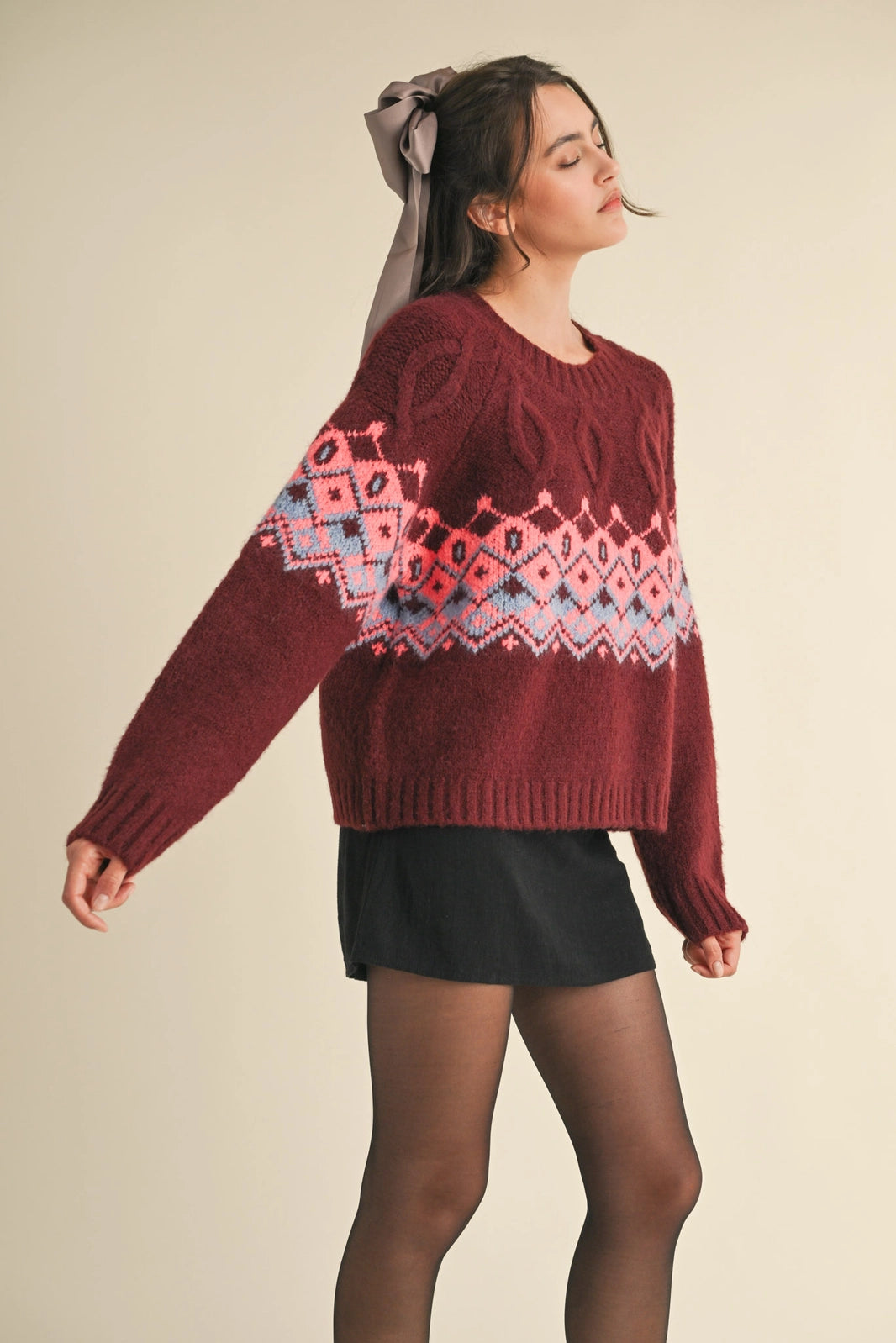 Cable Knit Fair Isle Sweater
