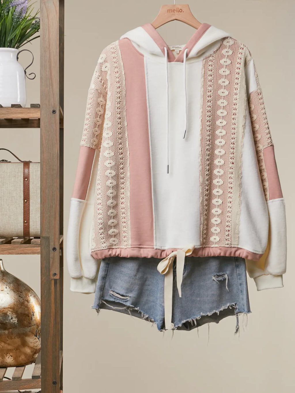 Colorblock Zip-Up Hoodie with Drawstring Hem