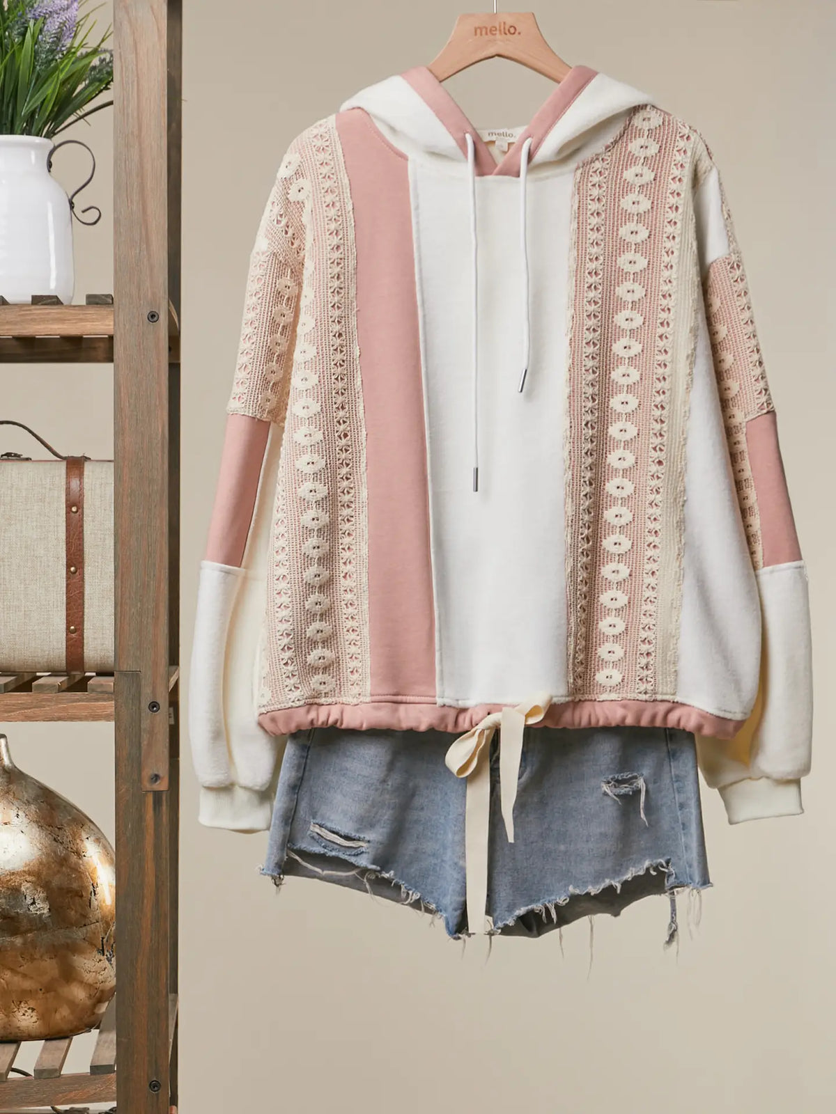 Colorblock Zip-Up Hoodie with Drawstring Hem