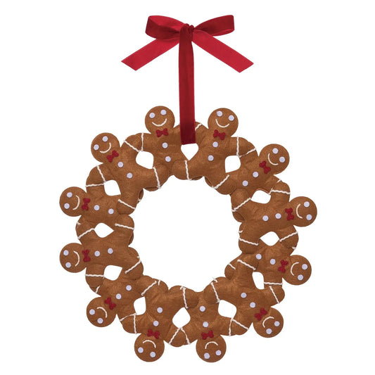 Fabric 12.2" Christmas Stuffed Gingerbread Wreath