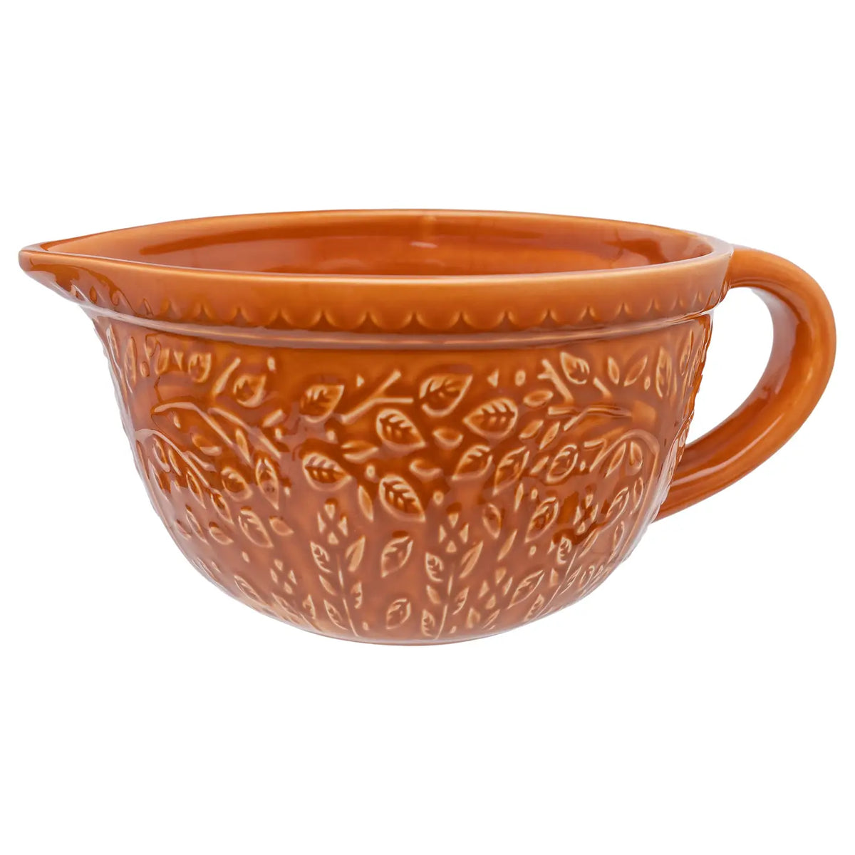 Spicy Orange Leaf Embossed Dolomite Mixing Bowl