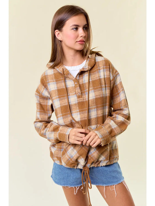 Flannel Plaid Pullover Hoodie