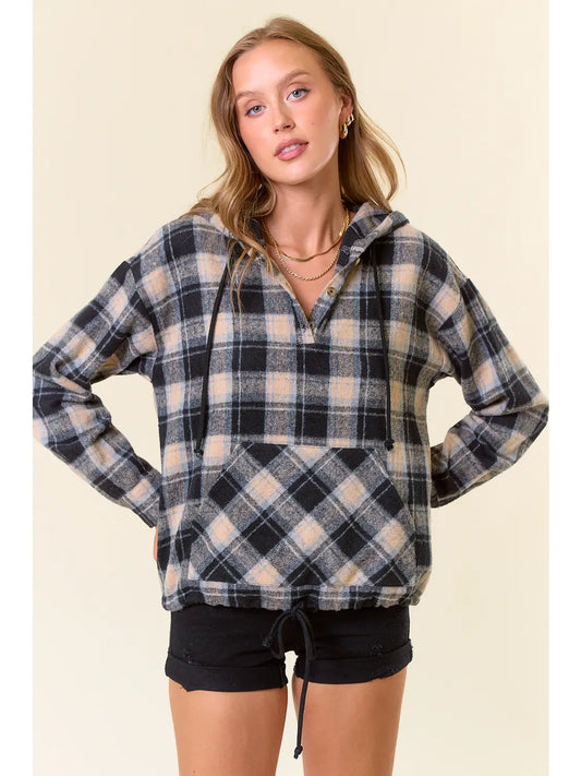 Flannel Plaid Pullover Hoodie