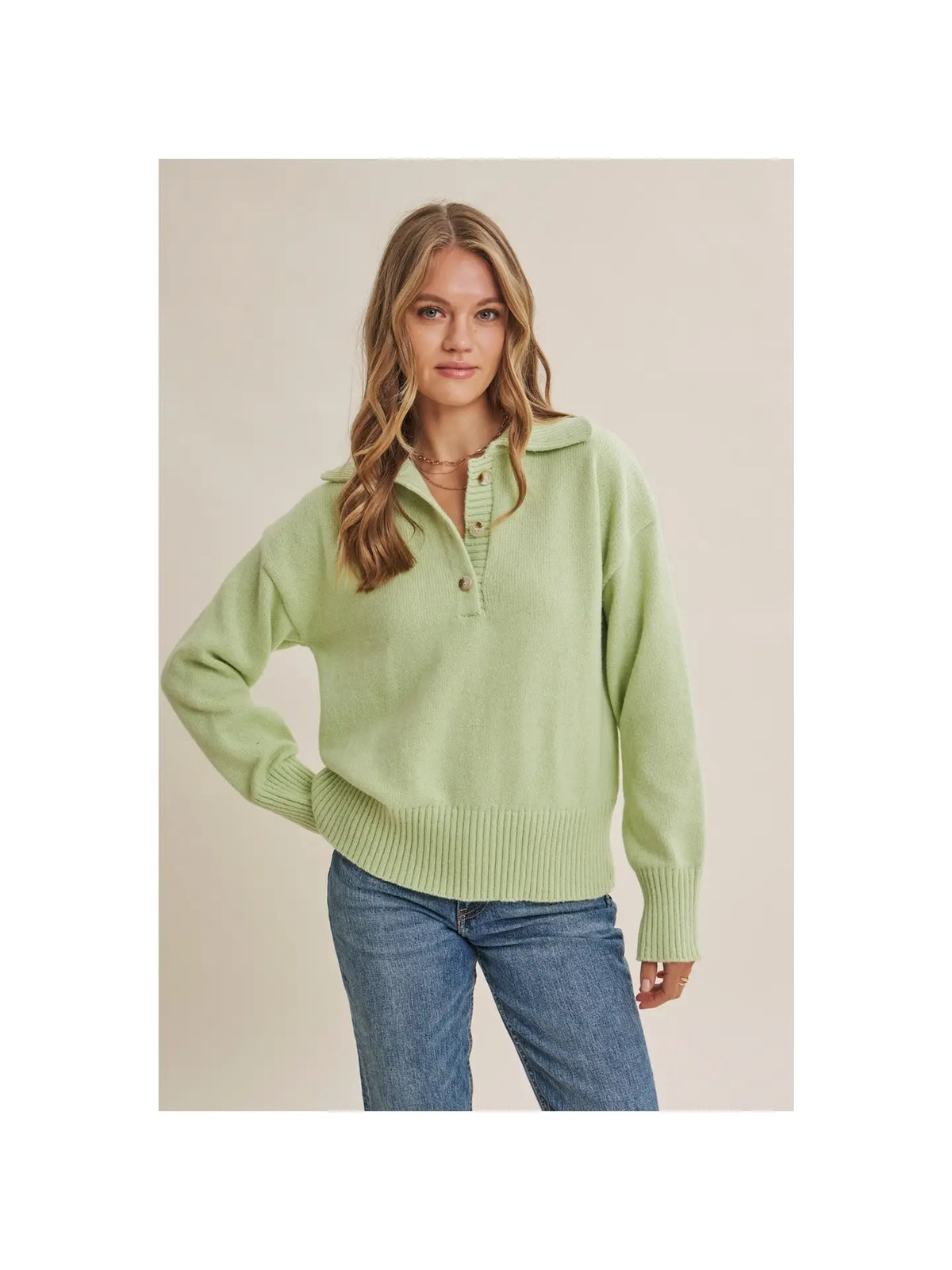 Morning Light Soft Pastel Polo Sweater Top