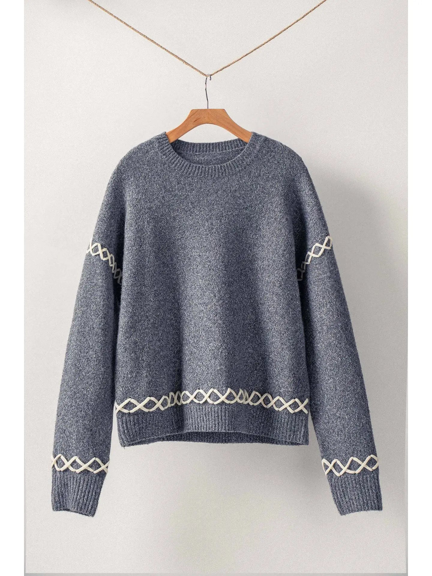 Bold Contrast Stitch Knit Sweater