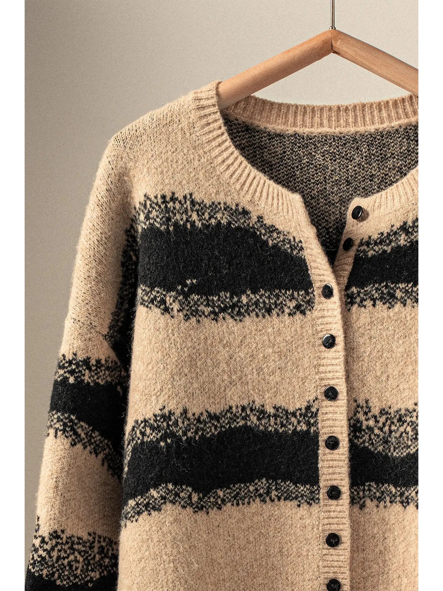 Western Stripe Button-Up Knit Cardigan