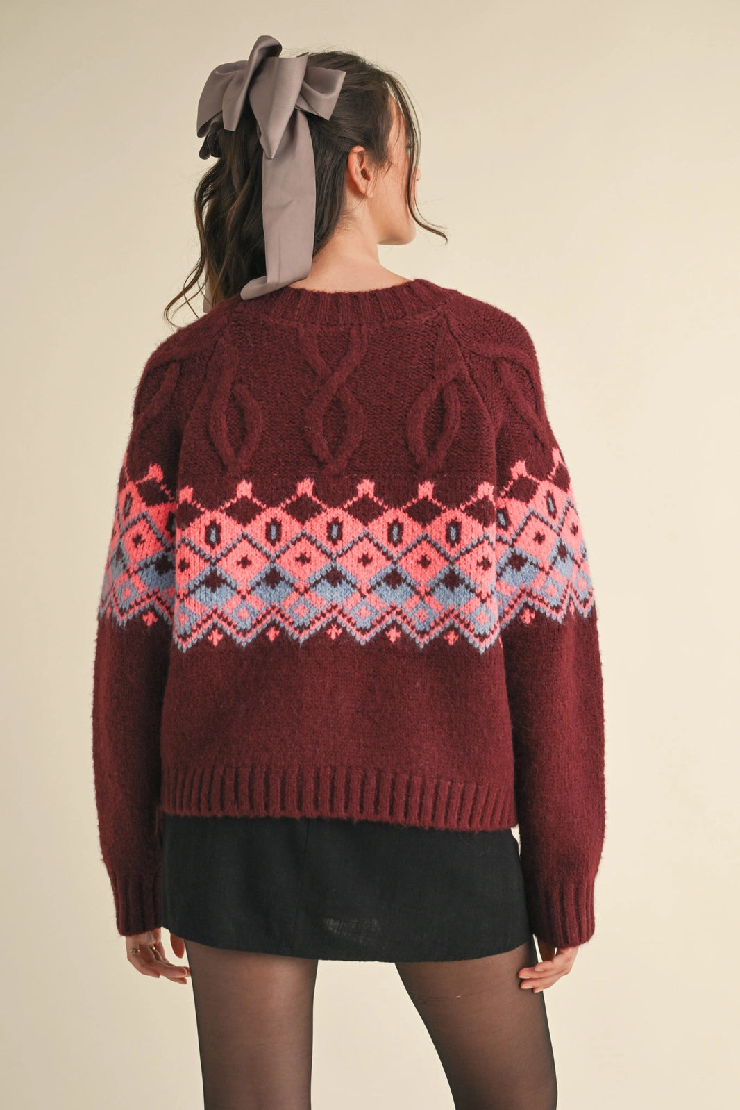 Cable Knit Fair Isle Sweater