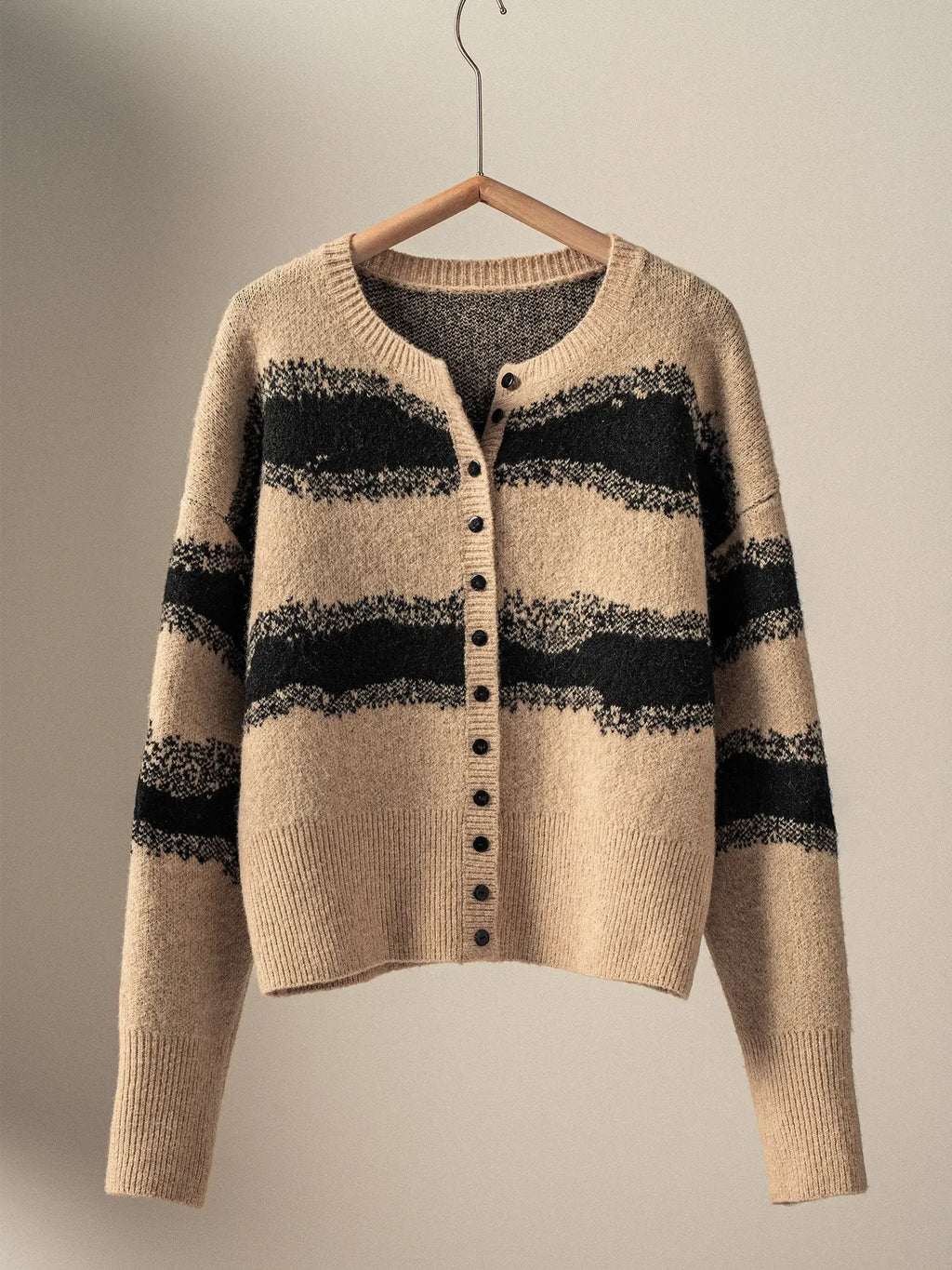 Western Stripe Button-Up Knit Cardigan