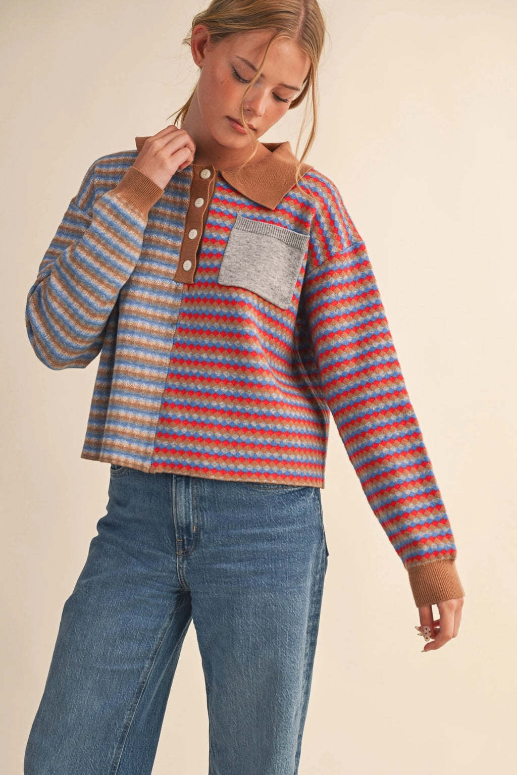 Multi-Color Striped Knit Sweater
