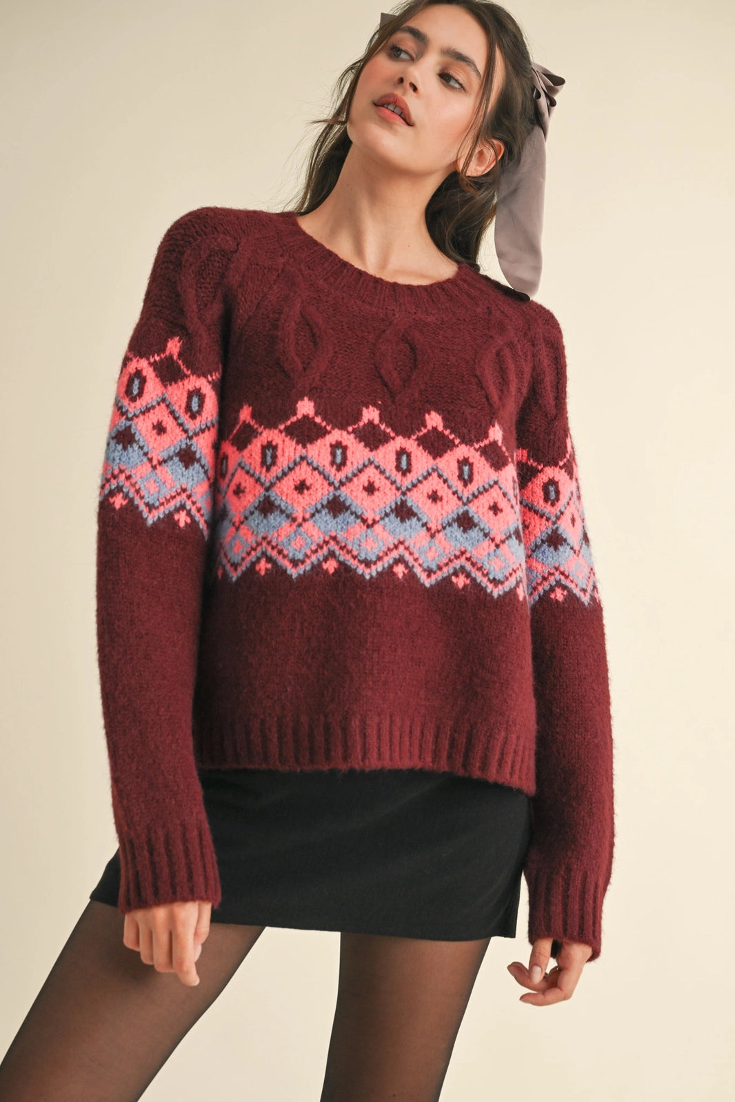 Cable Knit Fair Isle Sweater