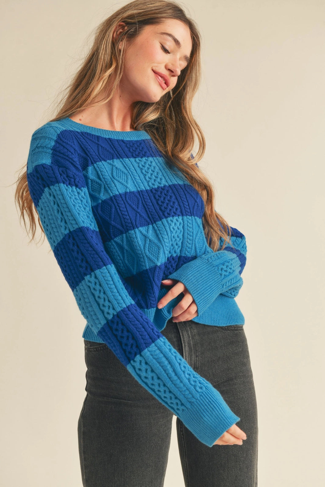 Striped Cable Knit Sweater